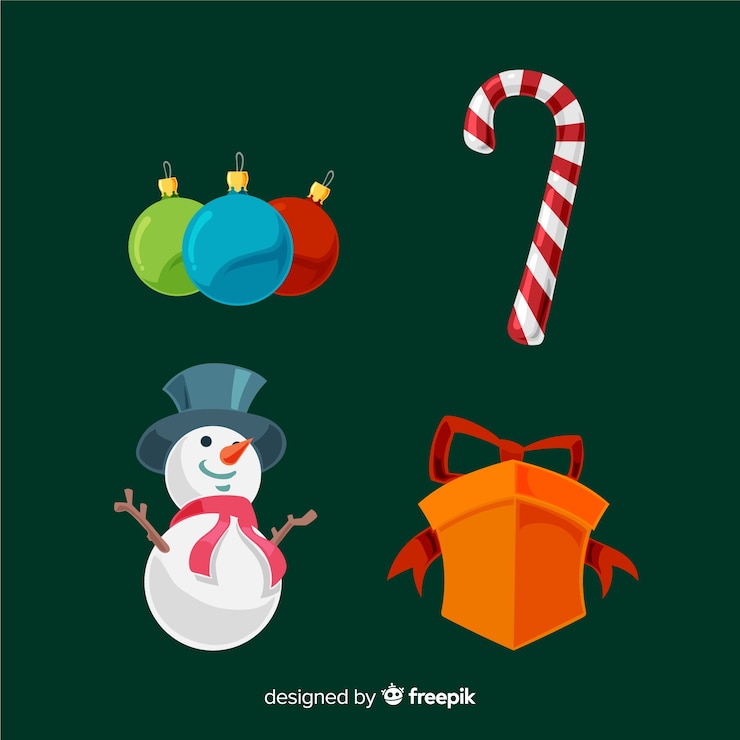 Vector gratuito colección colorida de elementos de navidad con diseño plano