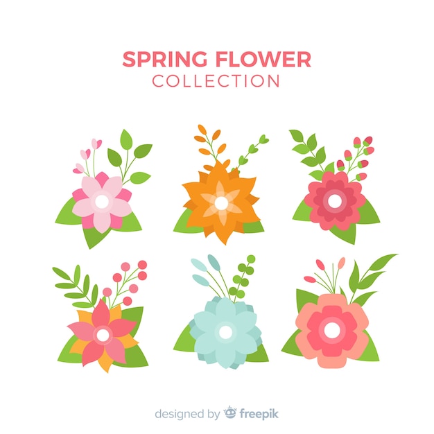 Colección colorida de flores de primavera