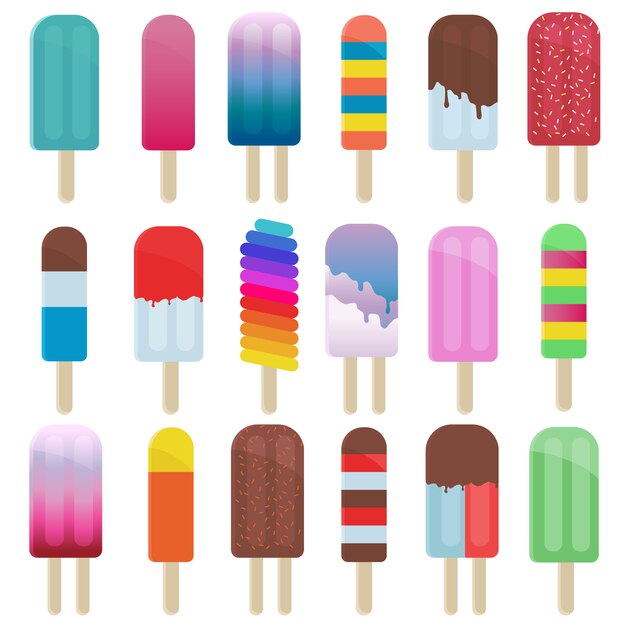 Colección colorida de helados