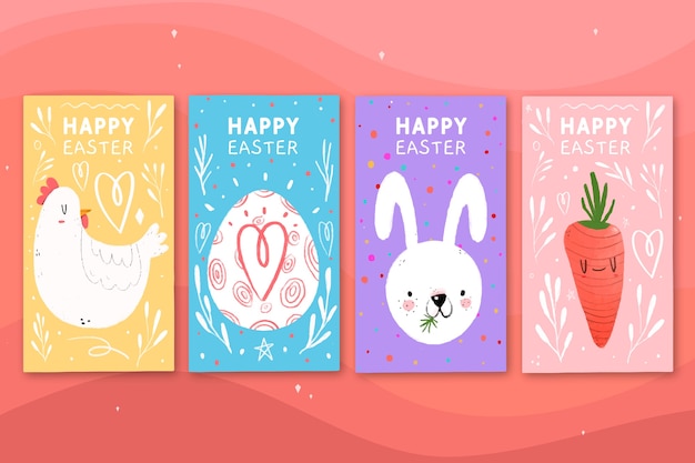 Vector gratuito colección colorida de historias de instagram del día de pascua