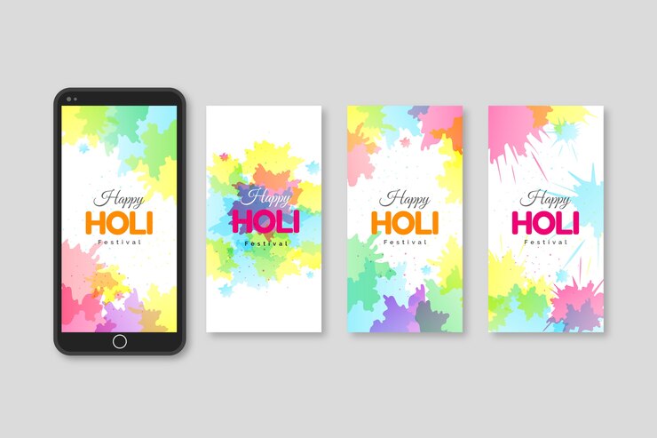 Vector gratuito colección colorida de historias de instagram festival holi