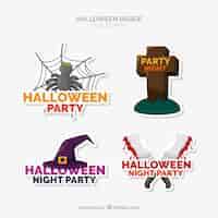 Vector gratuito colección colorida de insignias de halloween con diseño plano