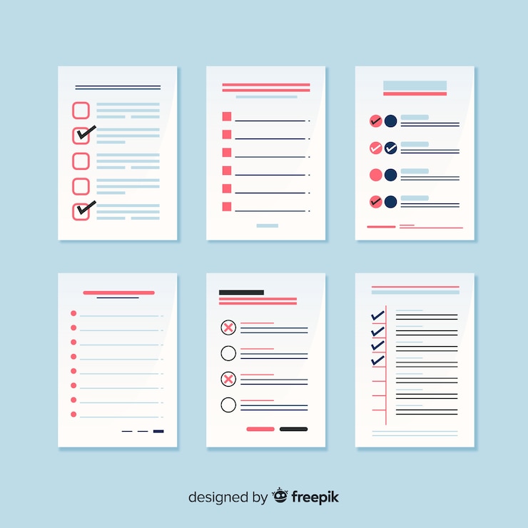 Vector gratuito colección colorida de listas de cosas que hacer con diseño plano