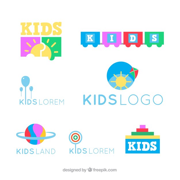 Colección colorida de logos infantiles