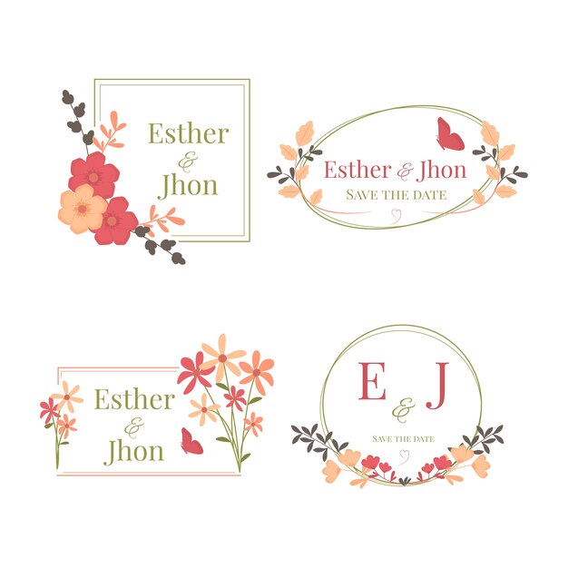 Colección colorida de monogramas de boda