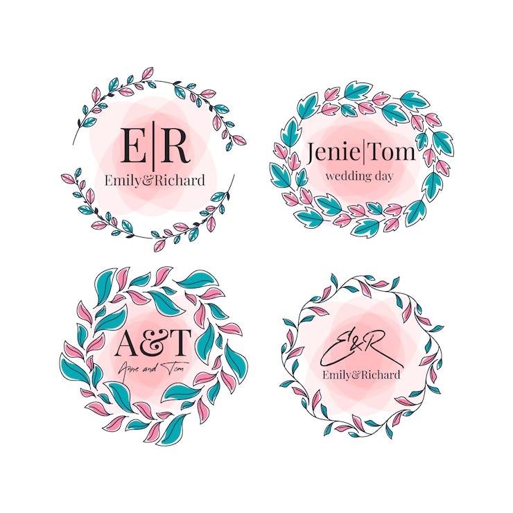 Vector gratuito colección colorida de monogramas de bodas