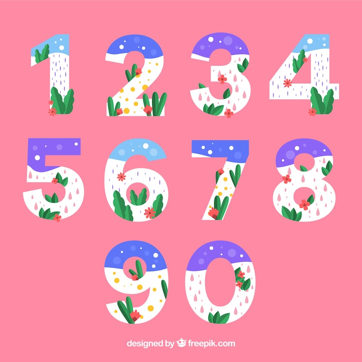 Vector gratuito colección colorida de números con diseño plano