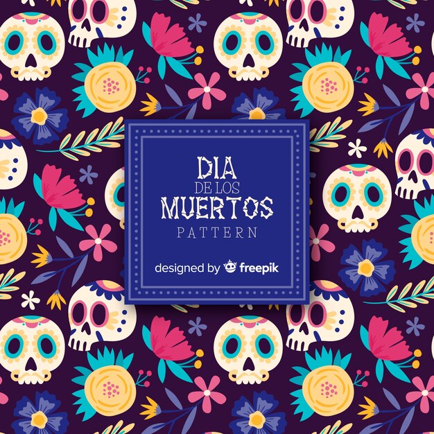 Colección colorida de patrones del día de muertos dibujados a mano
