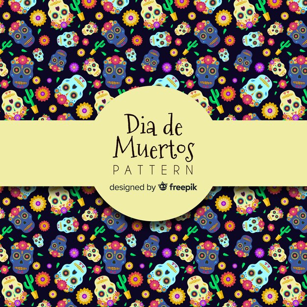 Colección colorida de patrones del día de muertos dibujados a mano