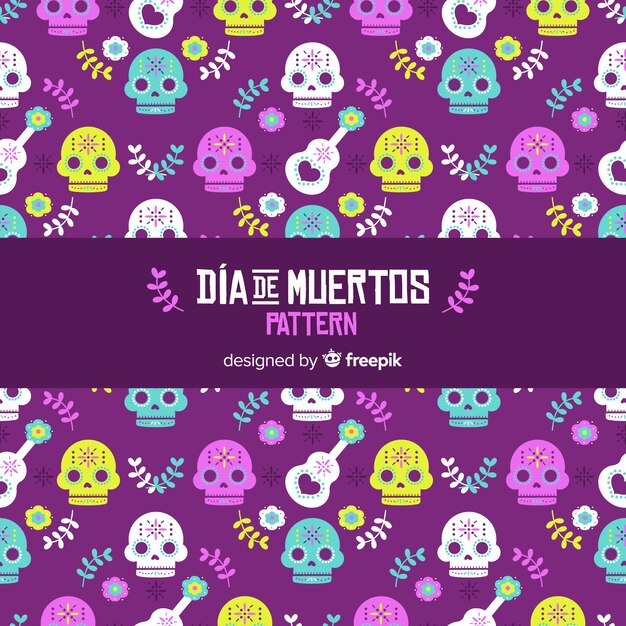 Colección colorida de patrones del día de muertos con diseño plano