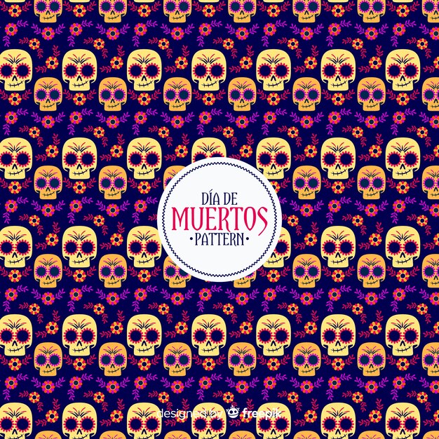 Colección colorida de patrones del día de muertos con diseño plano