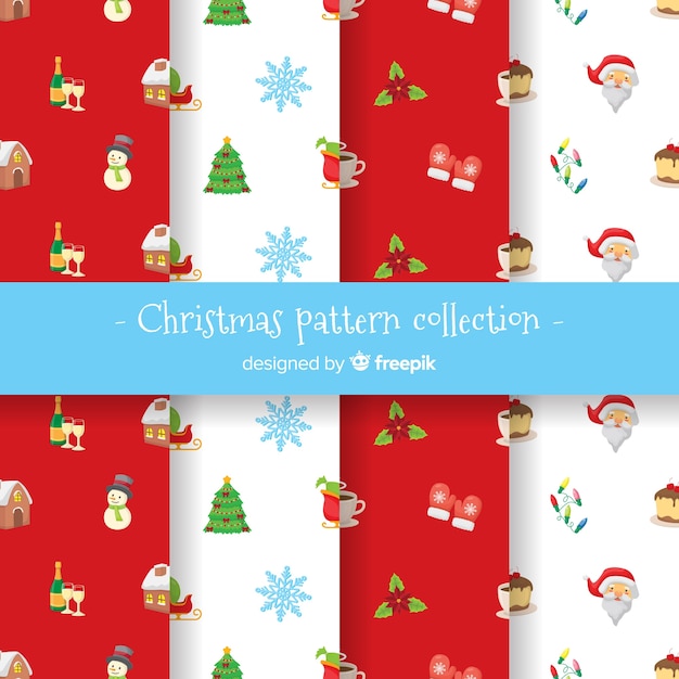 Colección colorida de patrones de navidad con diseño plano