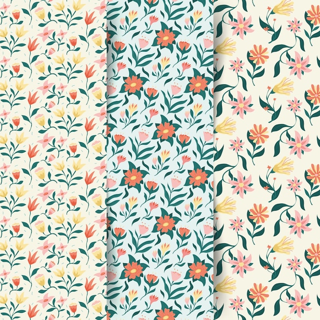Colección colorida de patrones de primavera