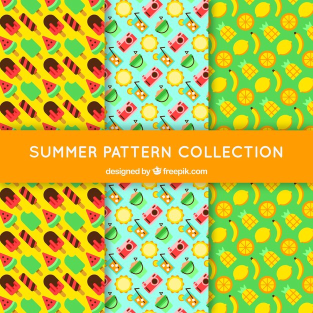 Colección colorida de patrones de verano