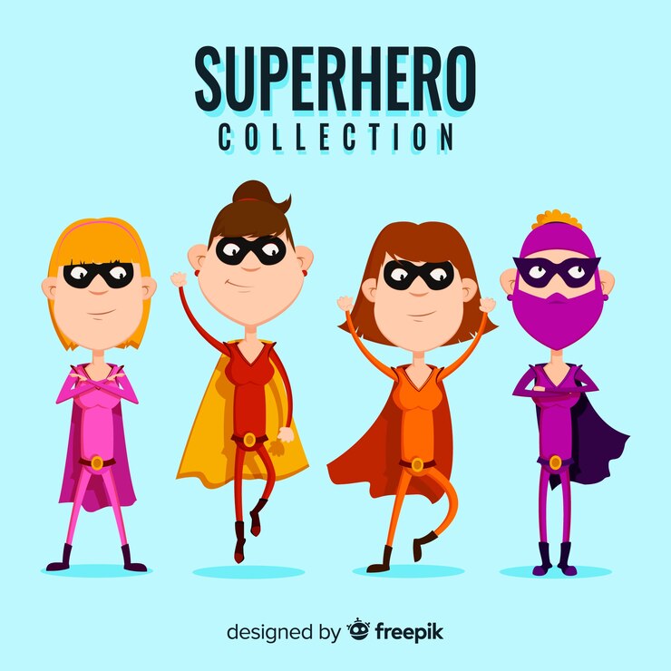 Vector gratuito colección colorida de superheroínas con diseño plano