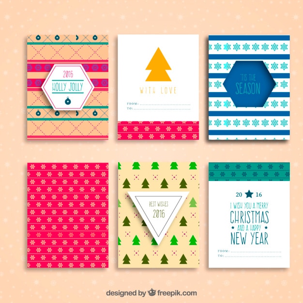 Colección colorida de tarjetas de navidad y año nuevo