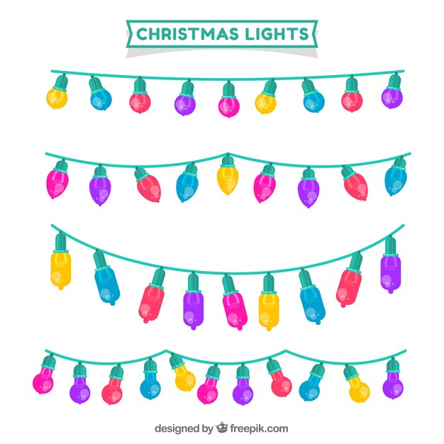 Colección de coloridas luces de navidad