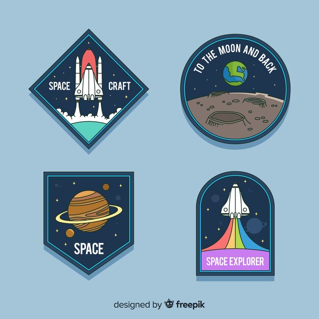 Colección de coloridas pegatinas astronómicas