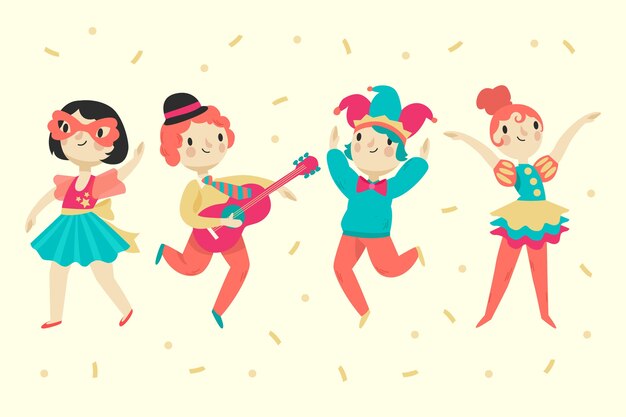 Colección de coloridos bailarines de carnaval