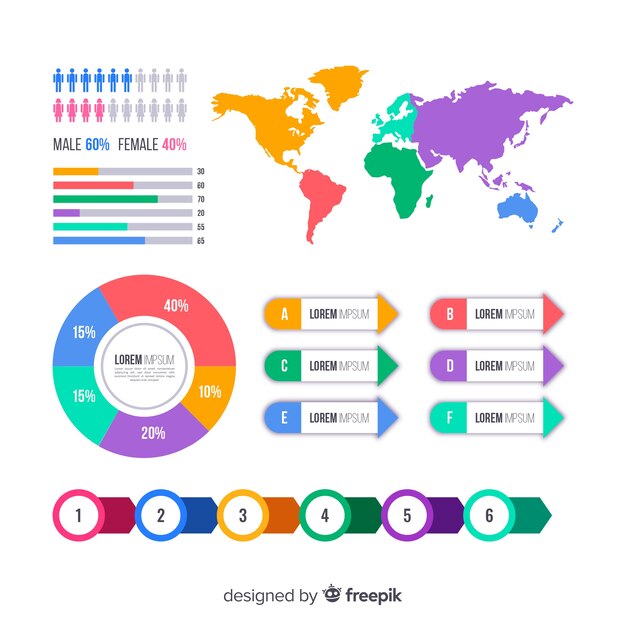 Colección de coloridos elementos modernos infográficos