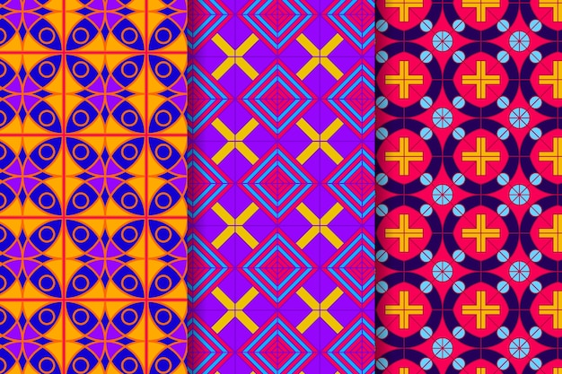 Colección de coloridos patrones geométricos dibujados