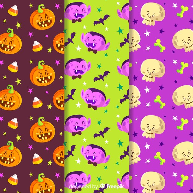 Colección de coloridos patrones de halloween