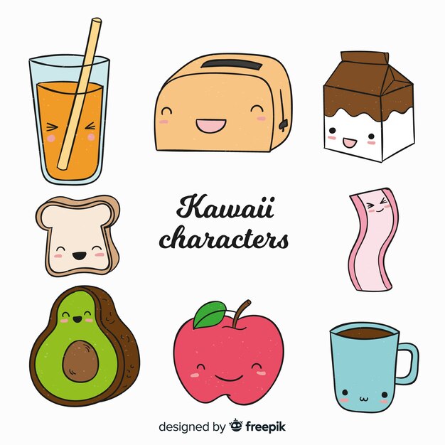 Colección comida adorable dibujada a mano