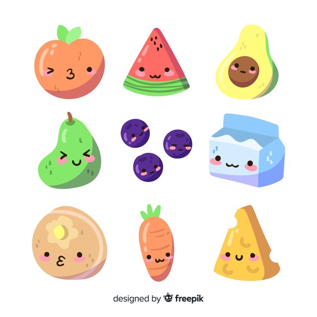 Colección comida adorable dibujada a mano