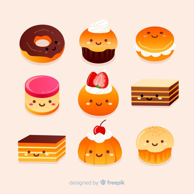 Colección comida adorable dibujada a mano