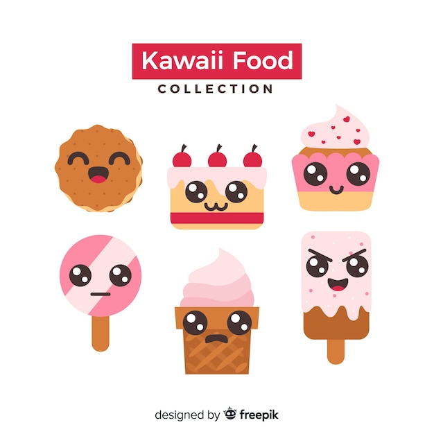Colección comida dulce adorable dibujada a mano