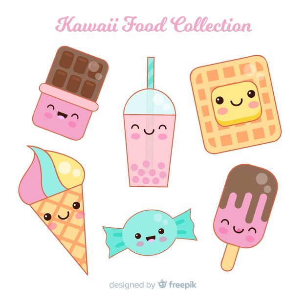 Colección comida dulce adorable dibujada a mano