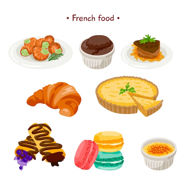 Vector gratuito colección de comida francesa