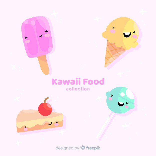 Colección comida kawaii dibujada a mano