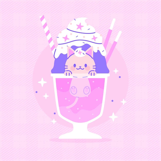 Colección comida kawaii dibujada a mano