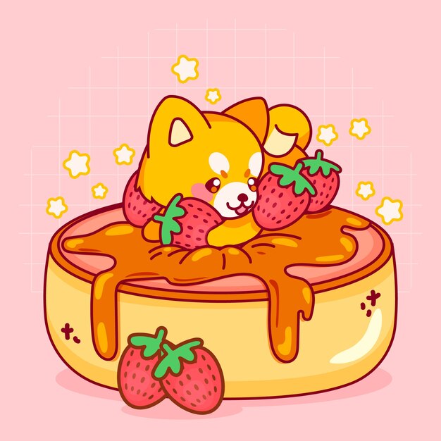 Colección comida kawaii dibujada a mano