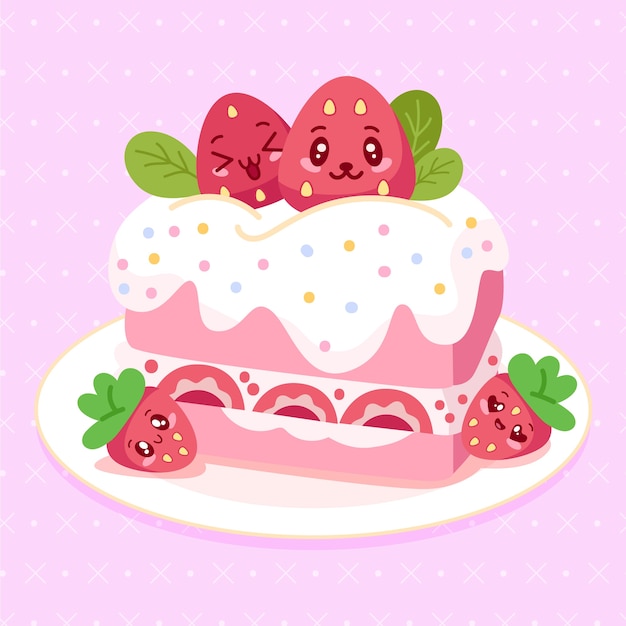 Colección comida kawaii dibujada a mano