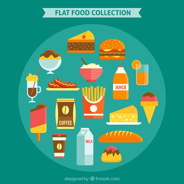 Colección de comida rápida en diseño plano
