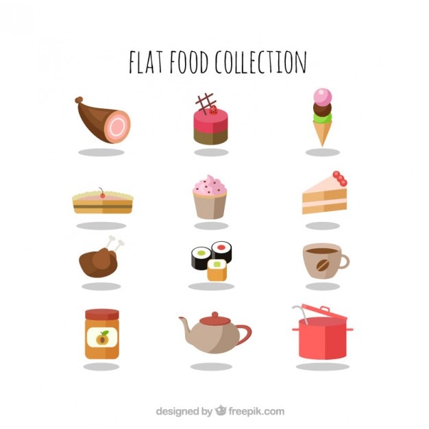 Vector gratuito colección de comida sabrosa de diseño plano