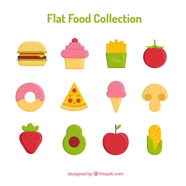 Colección de comida sana y rápida