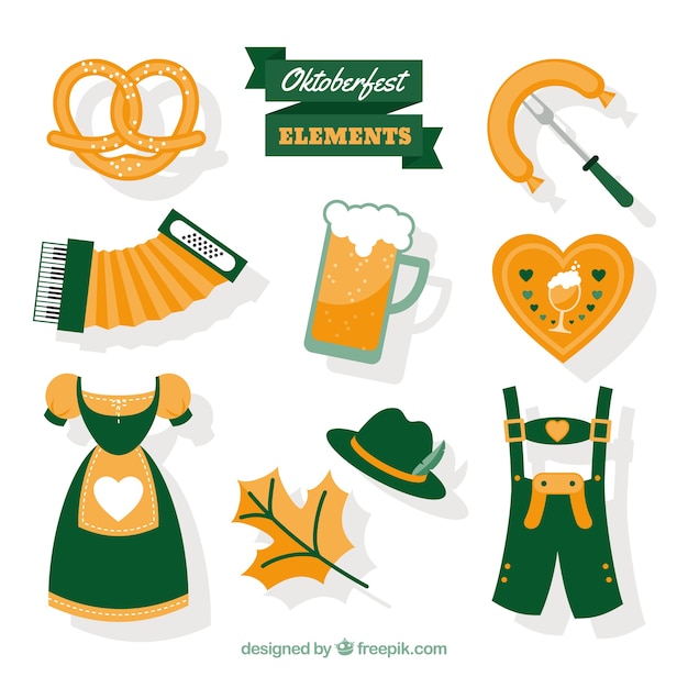 Colección de complementos típicos del oktoberfest