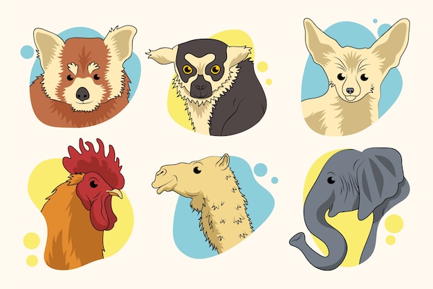 Colección completa de avatares de animales