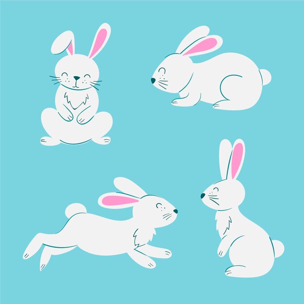 Colección conejito de pascua dibujado a mano