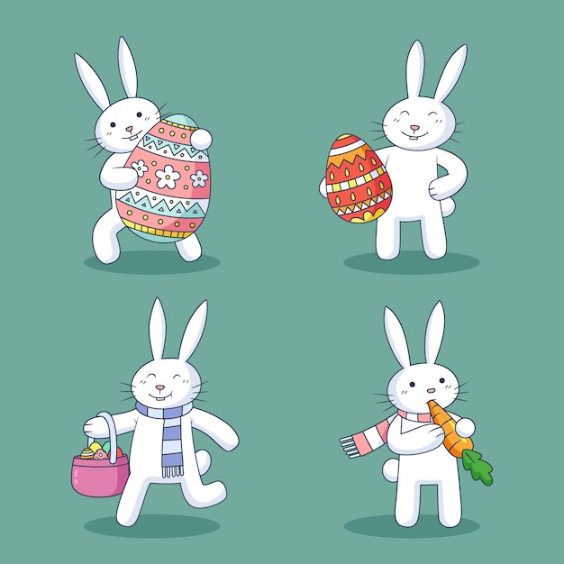 Vector gratuito colección conejito de pascua dibujado a mano