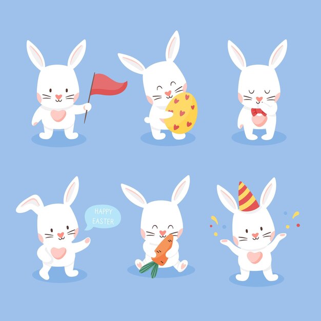 Colección conejito de pascua dibujado a mano