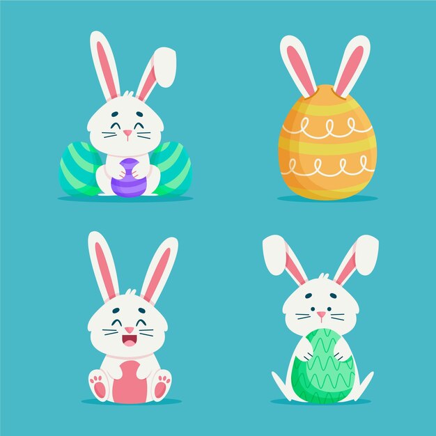 Colección conejito de pascua dibujado a mano