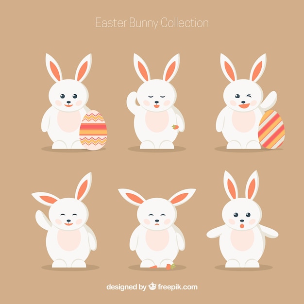 Vector gratuito colección de conejito de pascua divertido