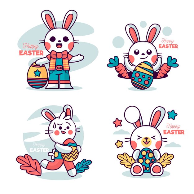 Colección conejito de pascua plano