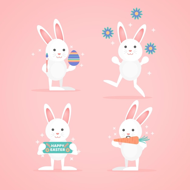 Colección conejito de pascua plano