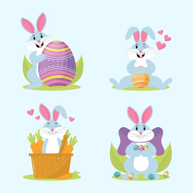 Colección conejito de pascua plano