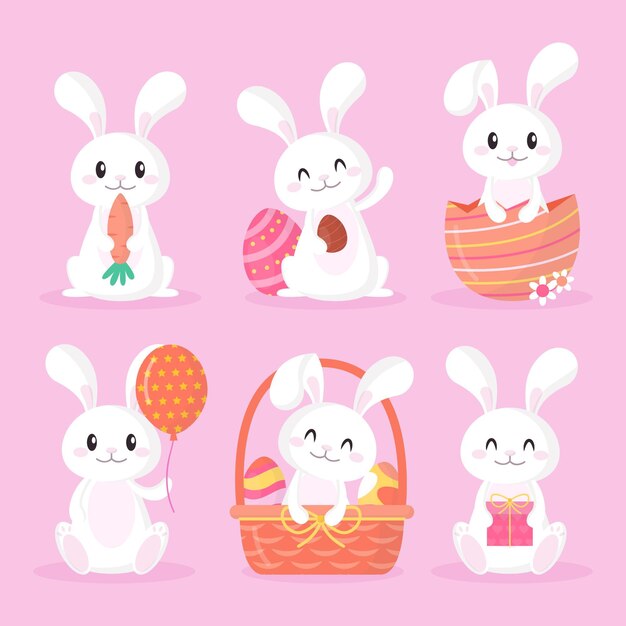 Colección conejito de pascua plano